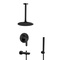 Black Tub and Shower Faucet Set with Handheld and Ceiling Shower Head